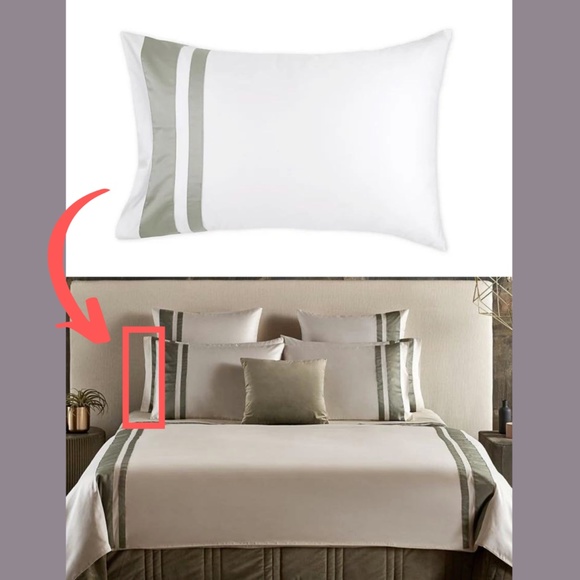 NIB [ 1 King ] Pillow Sham for Frette At Home Brenta in Ivory / Sage Green‎ - Picture 11 of 12